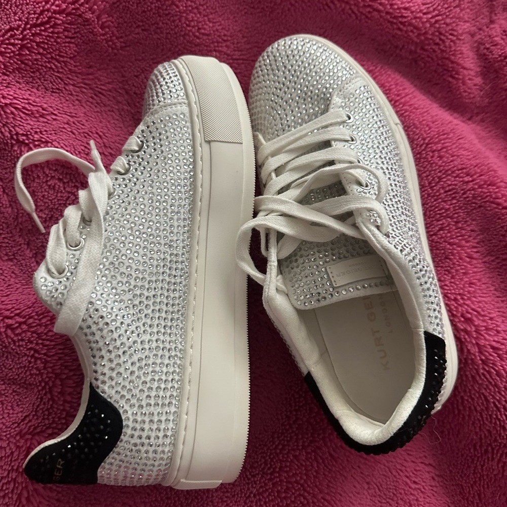Kurt Geiger Sparkling White and Silver Sneakers